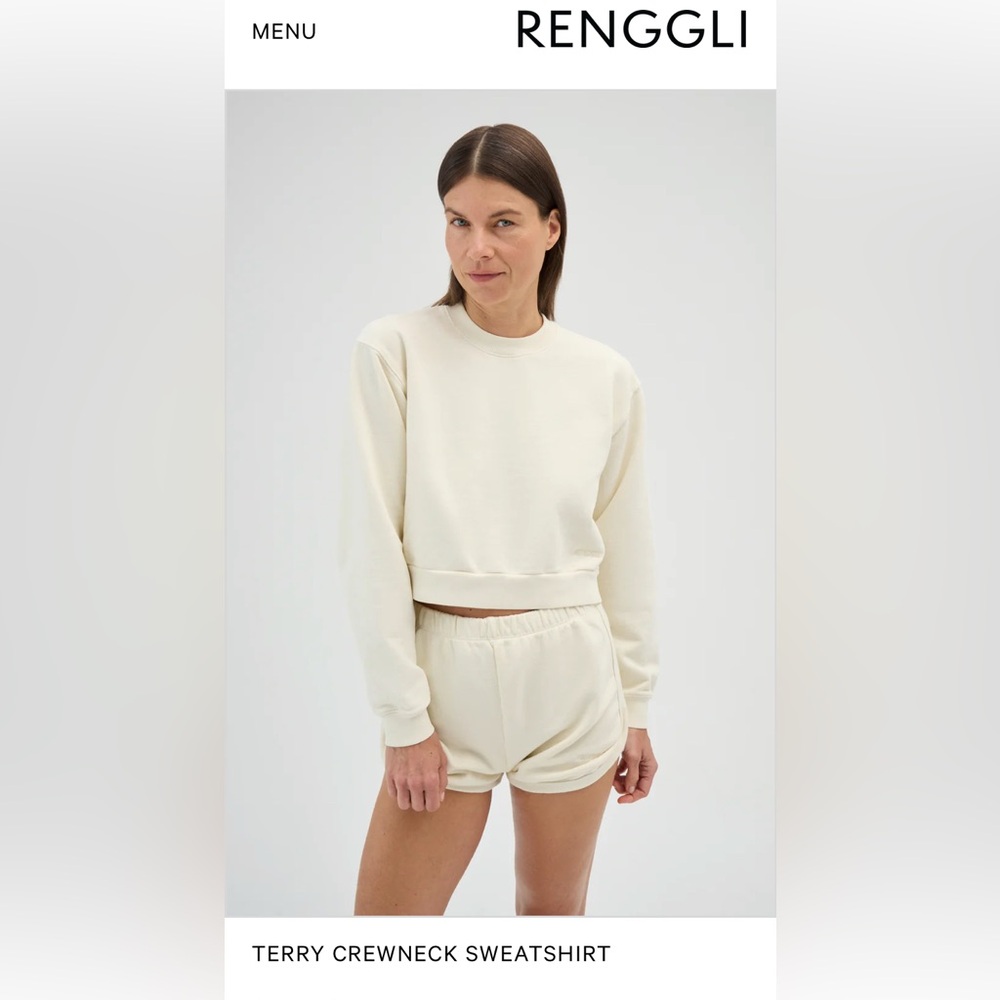 Renggli Cream Terry Crewneck Sweatshirt and Shorts Set.